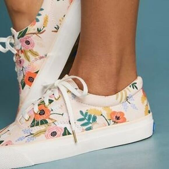 Keds x Rifle Paper Co Anchor Lively Peach Floral Lace Up Sneaker Womens 7 - Picture 8 of 8